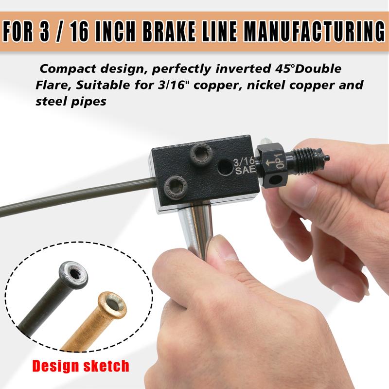 3/16 Inch Brake Line Double Flaring Tool Handheld 45 Degree SAE for Brake Hose Nickel Tube and Copper Tubing 4.75mm