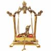 Laddu Gopal On Jhulla Palana Metal Statue Gold Plated Decor Your Home,Office Metal Krishna Murti,Showpiece Figurines,Religious Idol Gift Article.