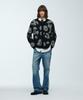 Knitted Bulky Brush Pattern Cardigan Black