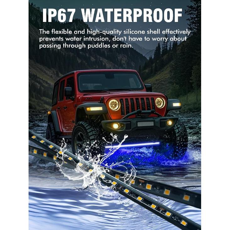 8 Pcs Car Led Light Strip IP67 Waterproof 11" Flexible Led Lights Underglow 12V for Car Motorcycle Boat Golf Cart Interior Exterior Decoration - Blue