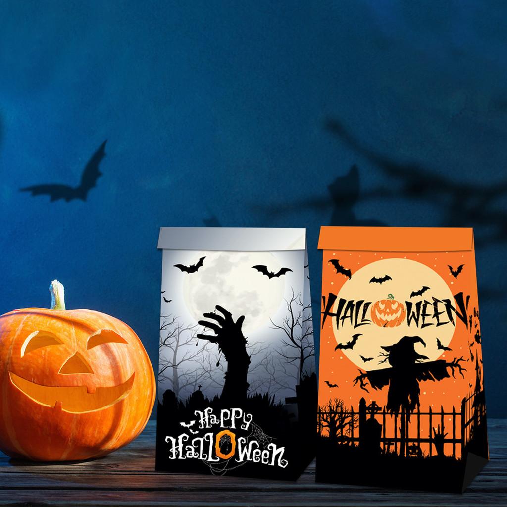 Theme Halloween Scarecrow Witch Pattern Party Snacks Candy Packaging Paper Bags