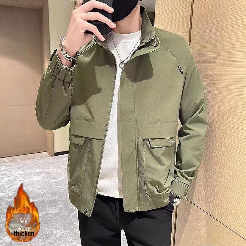 

Men s 2025 Winter Stand Collar Pilot Jacket - Trendy Cotton-Padded Loose Workwear Style XL