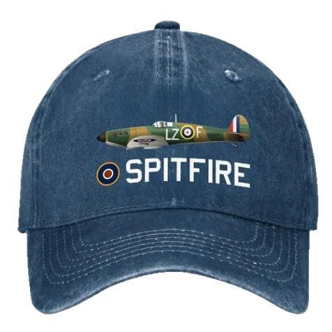 Popular washed old baseball cap World War II Spitfire fighter print sunshade cap sun cap