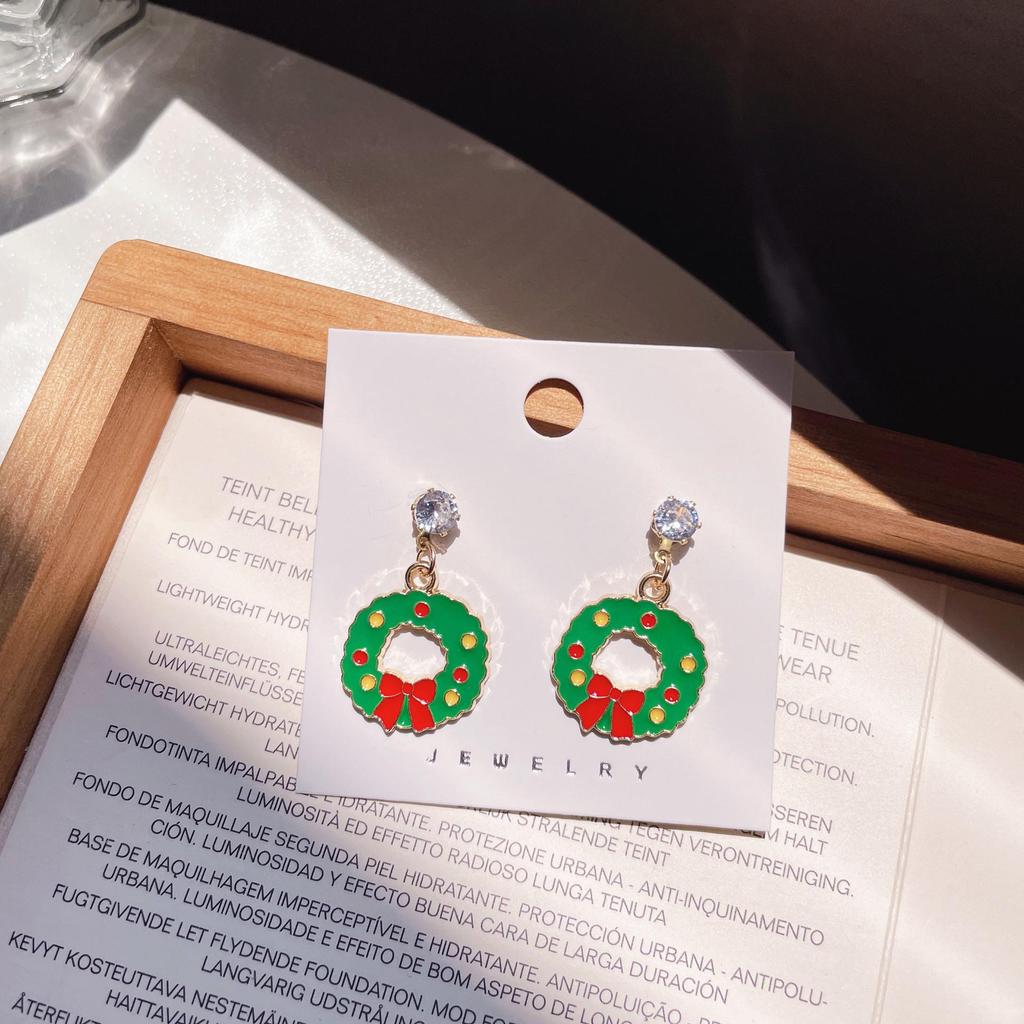 Cartoon Santa & Rentier Ohrstecker | Niedliche Weihnachts-Ohrringe aus S925 Silber für Mädchen