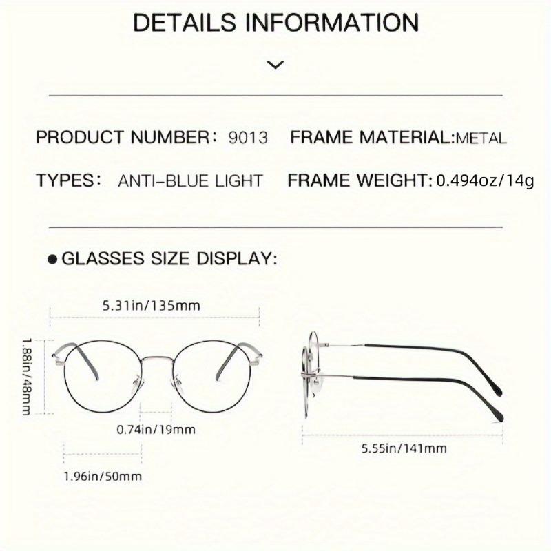 1pc New Metal Eyeglass Frames for Men'S And Women'S with Pochromic Lenses Can Block Blue Light