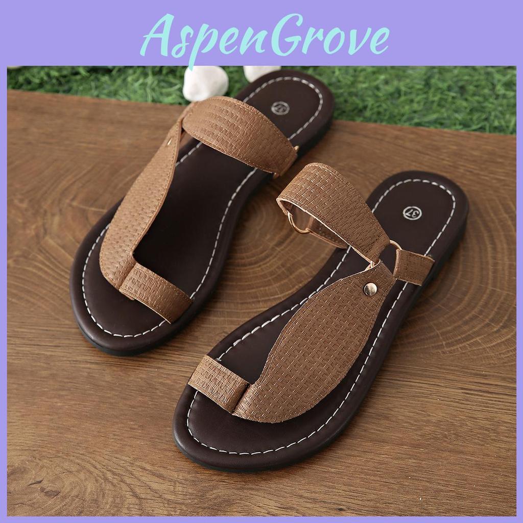 Summer Ladies Flat Slide Sandals With Pu Upper For Daily Wear
