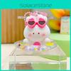 Circle Animal Swimming Cartoon Keychain Rabbit Frog Wearing Sunglasses Design
