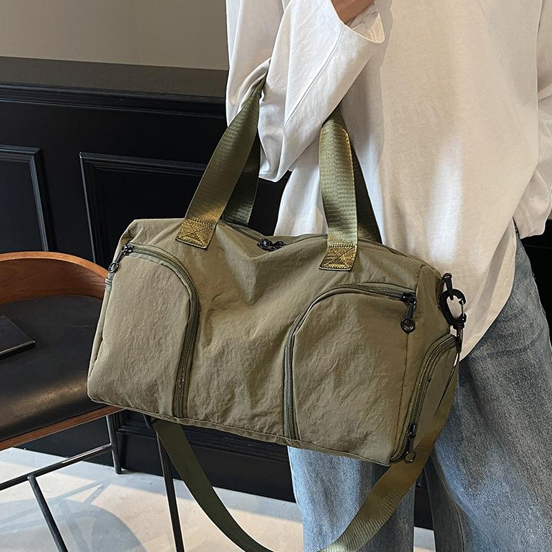 Casual Solid Color Large Capacity Including Shoe Compartment Travel Bag Fashionable Versatile Light Sports Fitness Messenger Bag