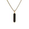 Minimalist Geometric Titanium Steel Necklace with Black Enamel Long Bar Pendant
