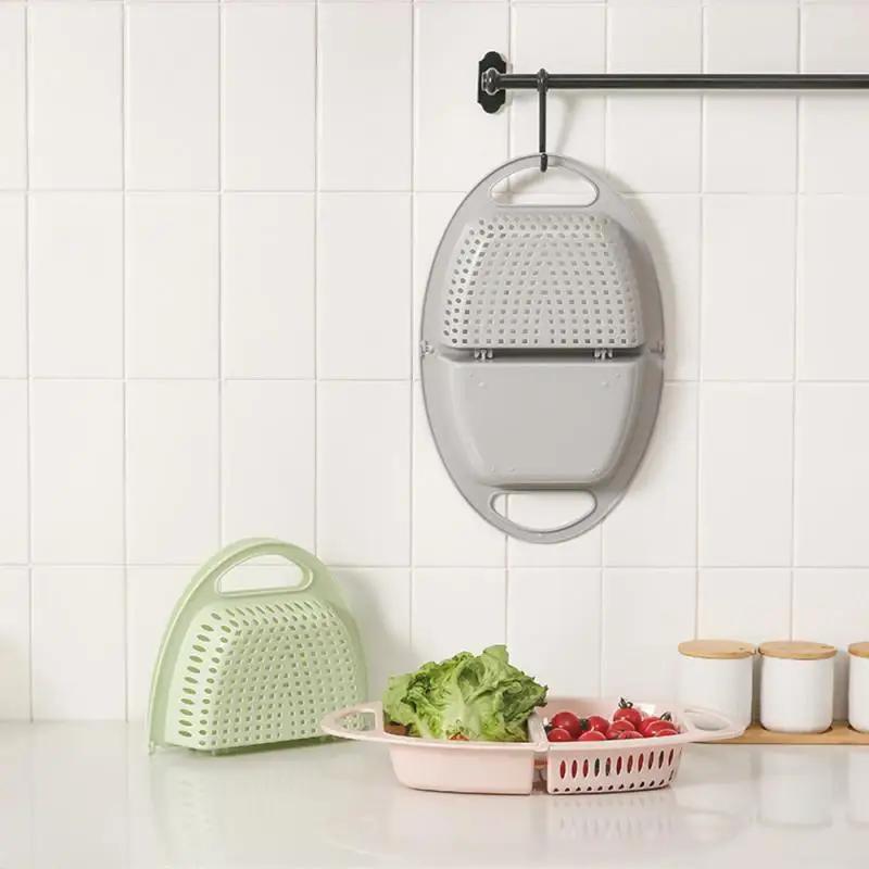 Kitchen Drain Basket Fruit Pot Wash Fruit Colander Household Basket Plastic Vegetable Foldable Basket Kitchen Sink Bowl Washing