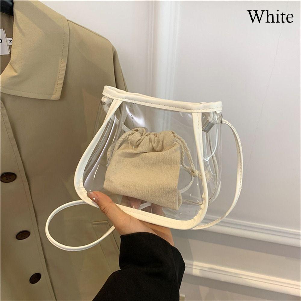 Transparent Shoulder Bag Daily Small Candy Color Clear Jelly Bag PVC Messenger Bag Women Girls