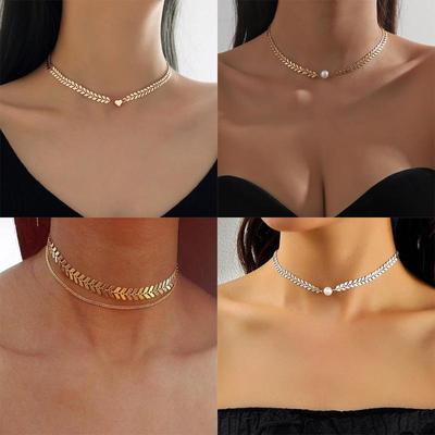 Neue Perlen Damen Halskette Perlen Choker Halskette Goldfarbe Goth Choker Schmuck Am Hals Anhänger