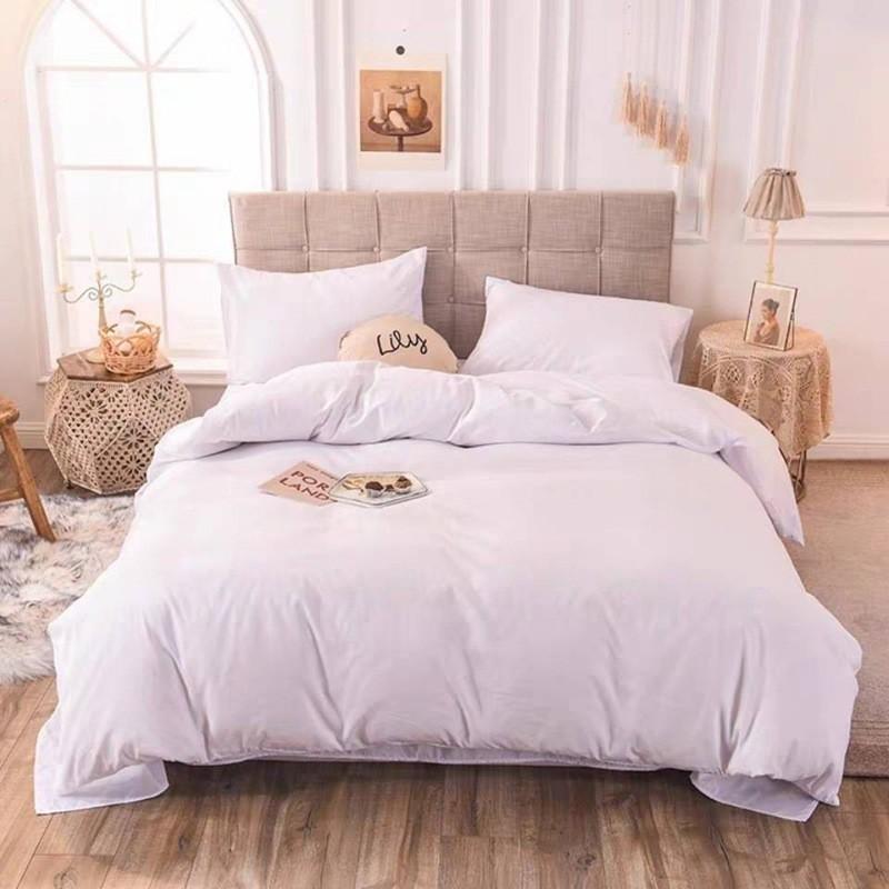 White Cotton Bedding Set 4 Piece Hotel Motel Linen 1.5m 1.8m 2.0m Beds Modern Minimalist
