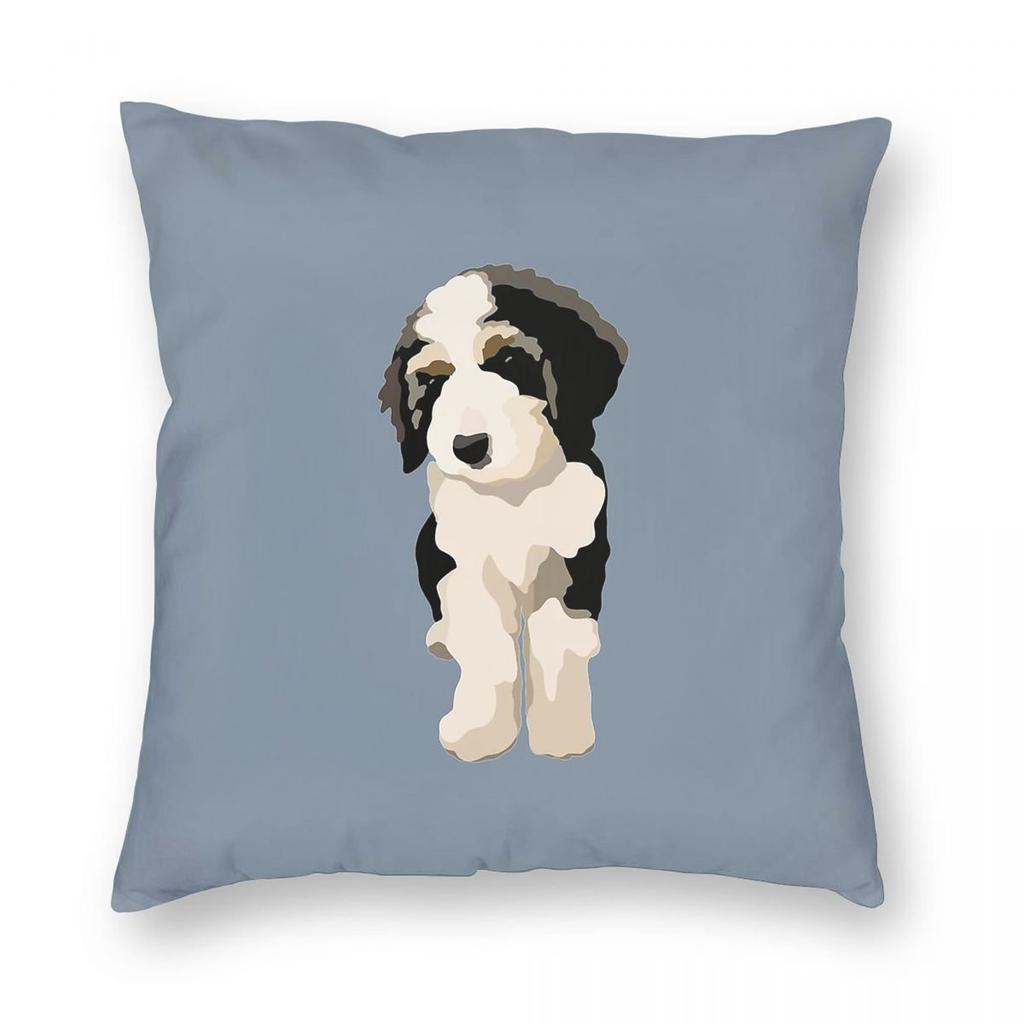 Bernedoodle Dog Portrait Square Pillowcase Polyester Linen Velvet Printed Zip Decorative Pillow Case Bed Cushion Cover 18