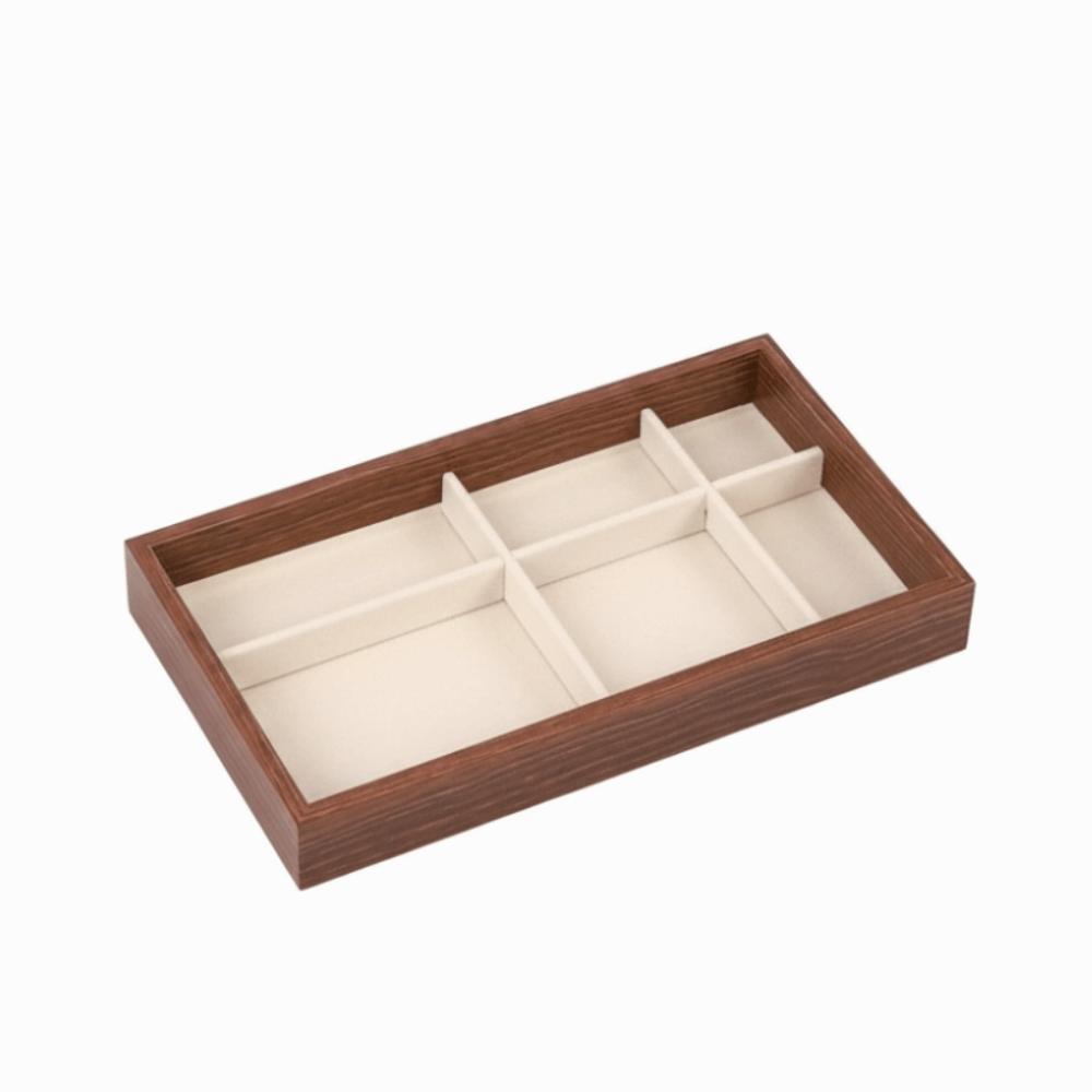 23X13X3CM Smyckestallrik Valnöt Material Flanellfoder Smyckesförvaringslåda Stor Kapacitet Trämaterial Förvaringslösning