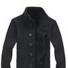 Stand Collar Long Sleeve Men Cardigan Side Pockets Buttons Closure Solid Color Sweater