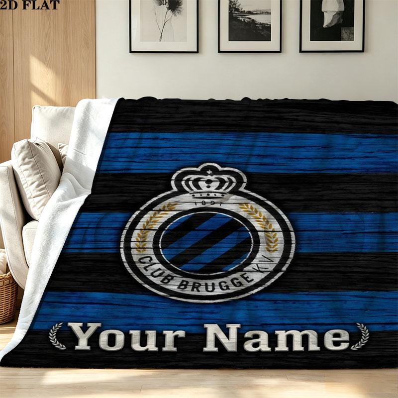 1PC Club Brugge KV Custom Name Patterned Flannel Blanket Suitable For All Seasons for Home Decor Warmth and Comfort Gifts Holiday Present