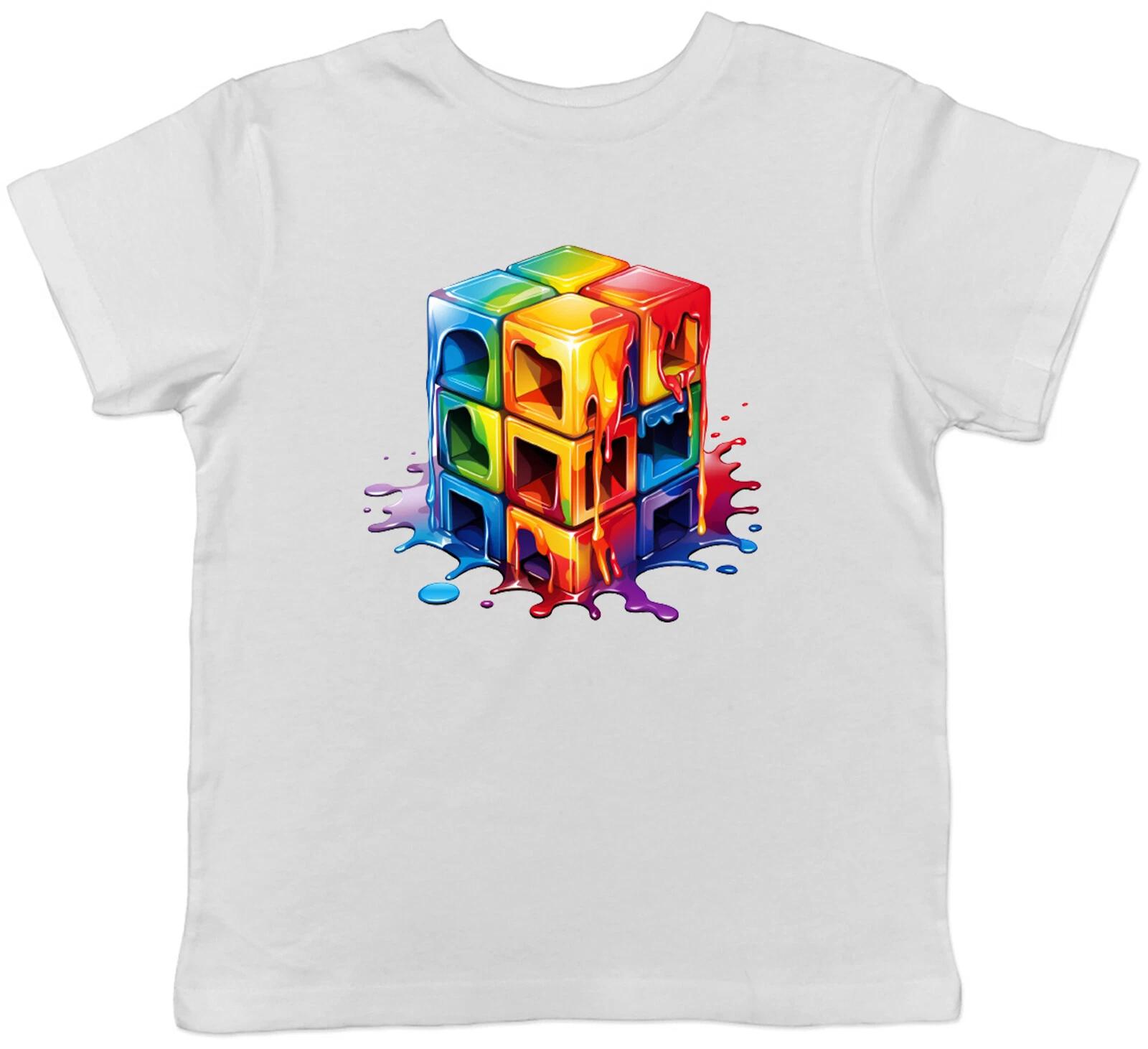 Melting Rubik s Cube Kids T-Shirt Puzzle Game Solve Childrens Boys Girls Gift 140