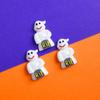 10Pcs Halloween Resin Flat Accessories Bat Back Cute Ghost Burst Skull Witch Mini Eyeball Ornament Mixed