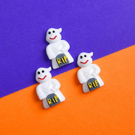 10Pcs Halloween Resin Flat Accessories Bat Back Cute Ghost Burst Skull Witch Mini Eyeball Ornament Mixed