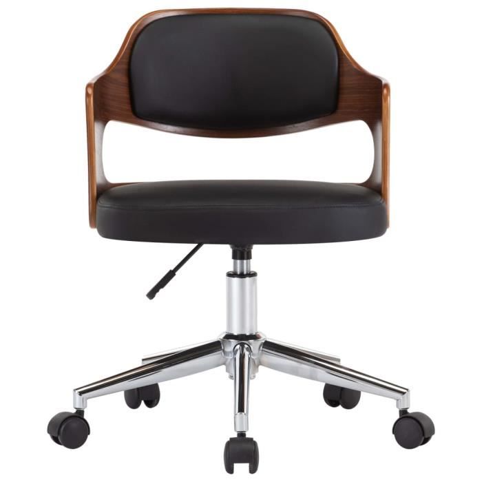 VidaXL Chaise pivotante de bureau Noir Bois courbé et similicuir