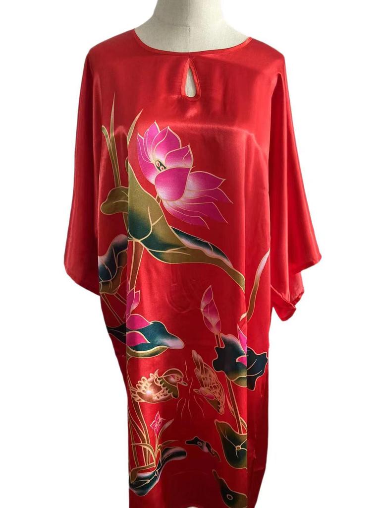 Plus Size Silk Qipao Pajama Robe & Tang Suit Bathrobe
