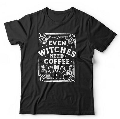 T-shirt Strega Anche le Streghe Hanno Bisogno di Caffè Unisex - Halloween, Divertente, Ouija, Gotico