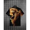 Men's Lion T-Shirt Roaring Wild Animal 3D Galaxy Graphic Printed Casual Short Sleeve O-Neck Pullover Streetwear Summer Tee Tops Male Clothing