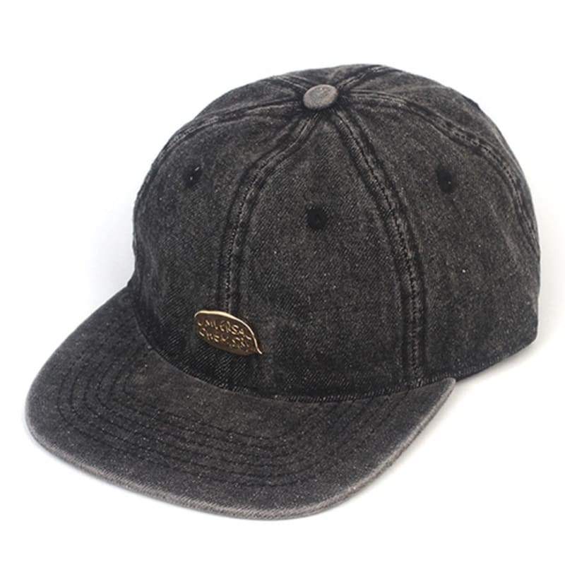 Universal chemistry Washing Black Denim Strapback Cap denim ball Cap