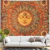 1 piece, 2D flat sun and moon tapestry, vintage bohemian wall hanging with a smiling sun pattern, wsj