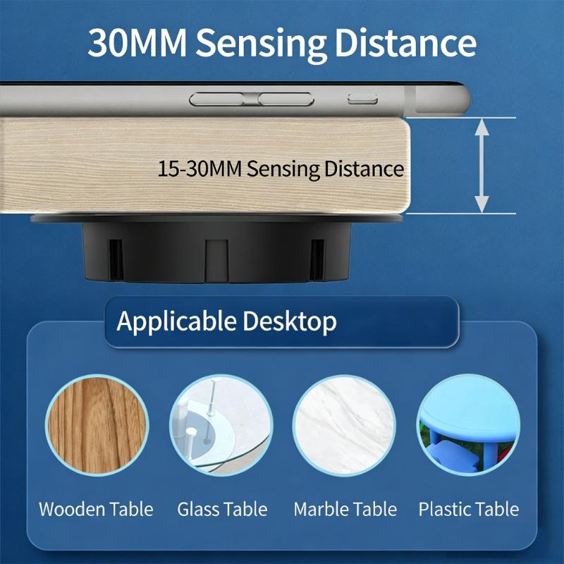 Universal Hide Wireless Phone Chargers 10W Quick Charge Under Desk Install For Multiple Surfaces Keep Workspaces Clean