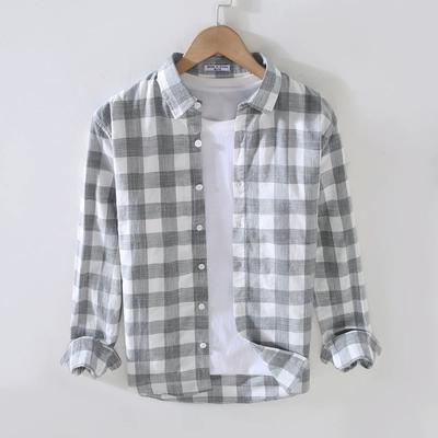 Herren Karo Langarmhemd Lässiges Button-Down-Hemd für den täglichen Gebrauch