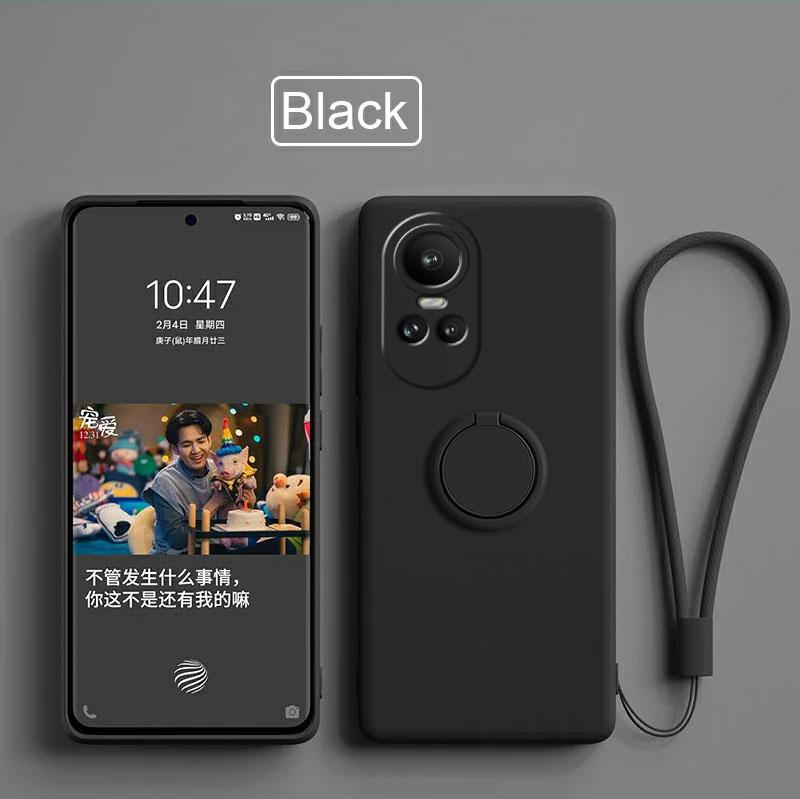 Case For Funda Oppo Reno 10 5g Liquid Silicone Ring Holder Soft Phone Skin Cover for Oppo Reno 10 Pro Upgrade Shockproof Back Fundas