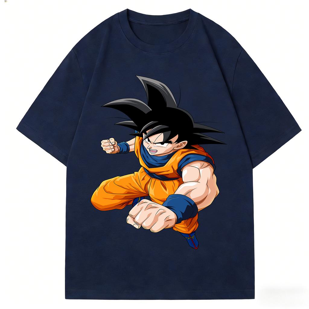 Dragon Ball Son Goku TShirt Retro Anime Graphic Print Crew Neck Pure Cotton Oversized Streetwear Tops For Men Women