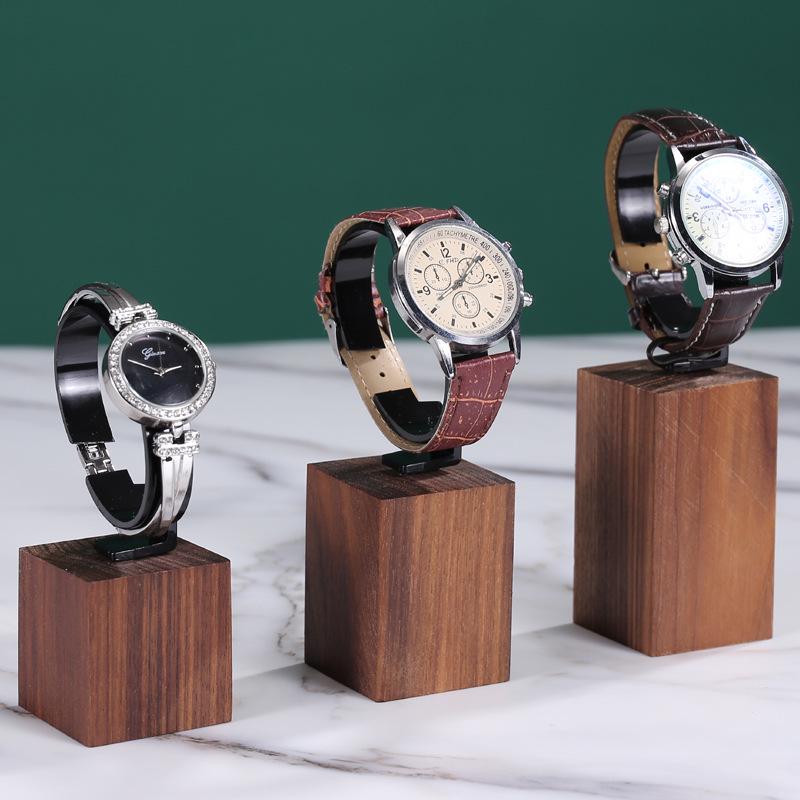 Walnut and Beech Wood Watch and Bracelet Display Stand for Men and Women