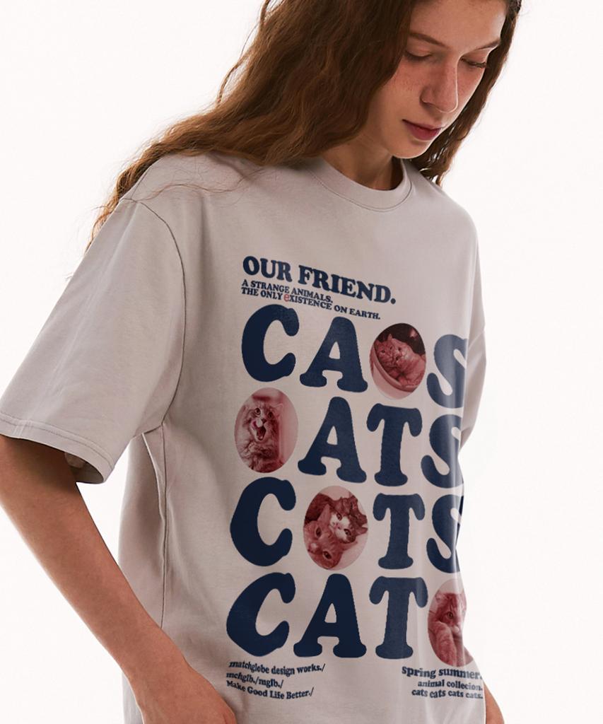MATCHGLOBE Our Cat Oversized Tee (Beige)