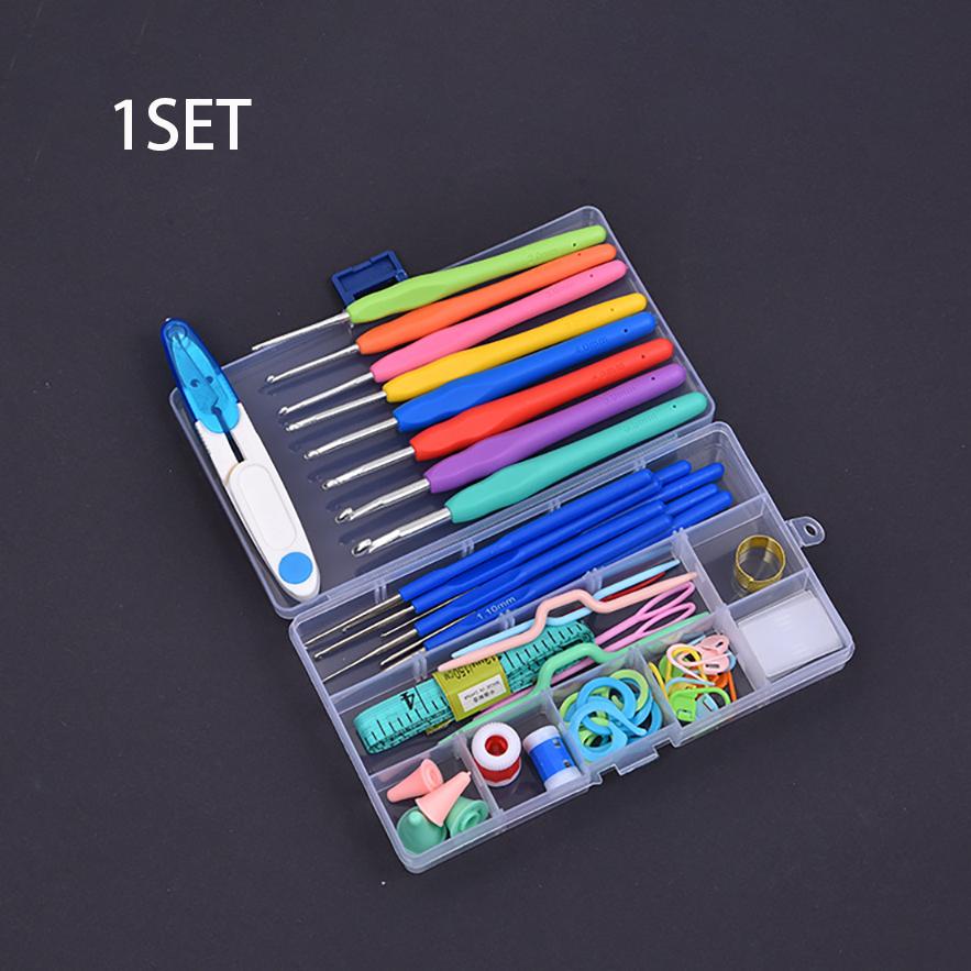 1Set Crochet Hook Set, Hand Knitting Tool, Soft Handle Aluminum Crochet Hook, Sweater Needle Set