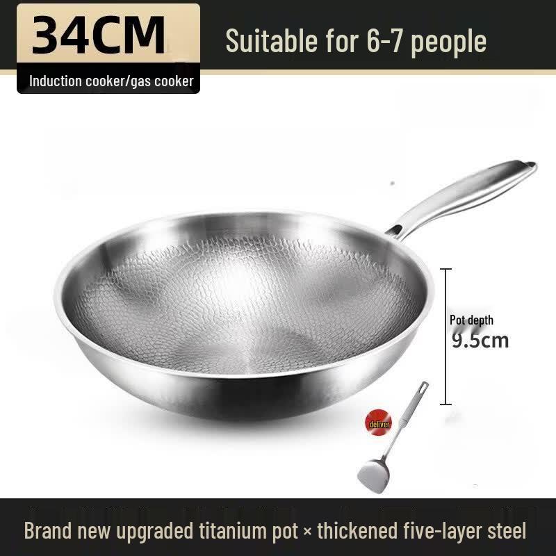 34cm Hammered Titanium Non-stick Wok