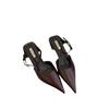 2025 spring and autumn new temperament pointed high heels women's one-word buckle with sandals thin heel bag head women's shoes