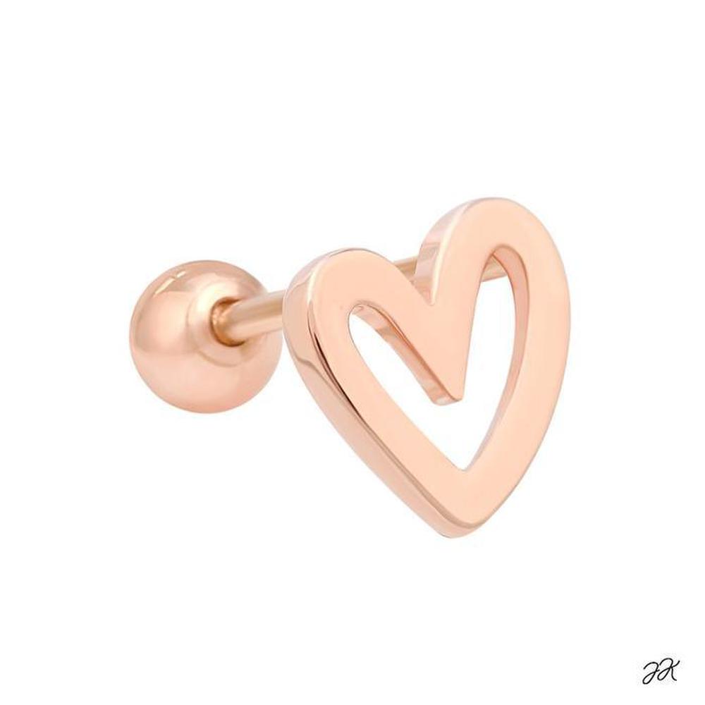 Heartline 14K Gold Needle Rose Gold Heart Piercing (S8539150)