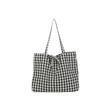 Korean Plaid Canvas Shoulder Bag - Trendy, Literary Style for College Students