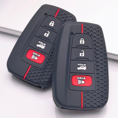 Silicone Key Fob Cover Compatible with Toyota Camry RAV4 Highlander Corolla Avalon C-HR Prius 4 Button, Fits Toyota Camry RAV4 Corolla Prius Models