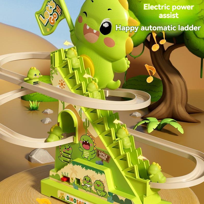 Hot New Dinosaur Stair Climbing Flashing Lights And Music Roller Coaster Track Toy Parent Child Interactive Escalator Toys