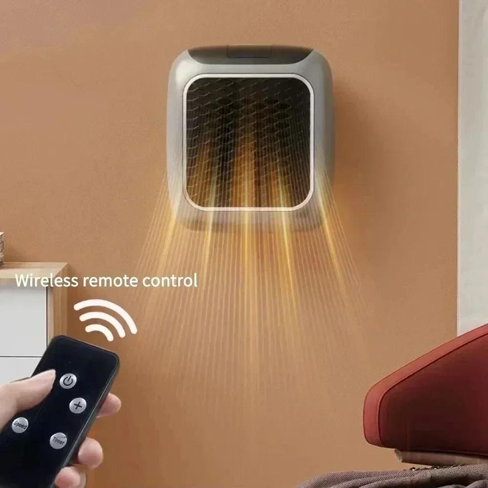 800W Mini-Heizung für Zuhause Kleine Badezimmer Heizlüfter Wandmontierte PTC-Keramik-Elektroheizung mit Fernbedienung Haushalt