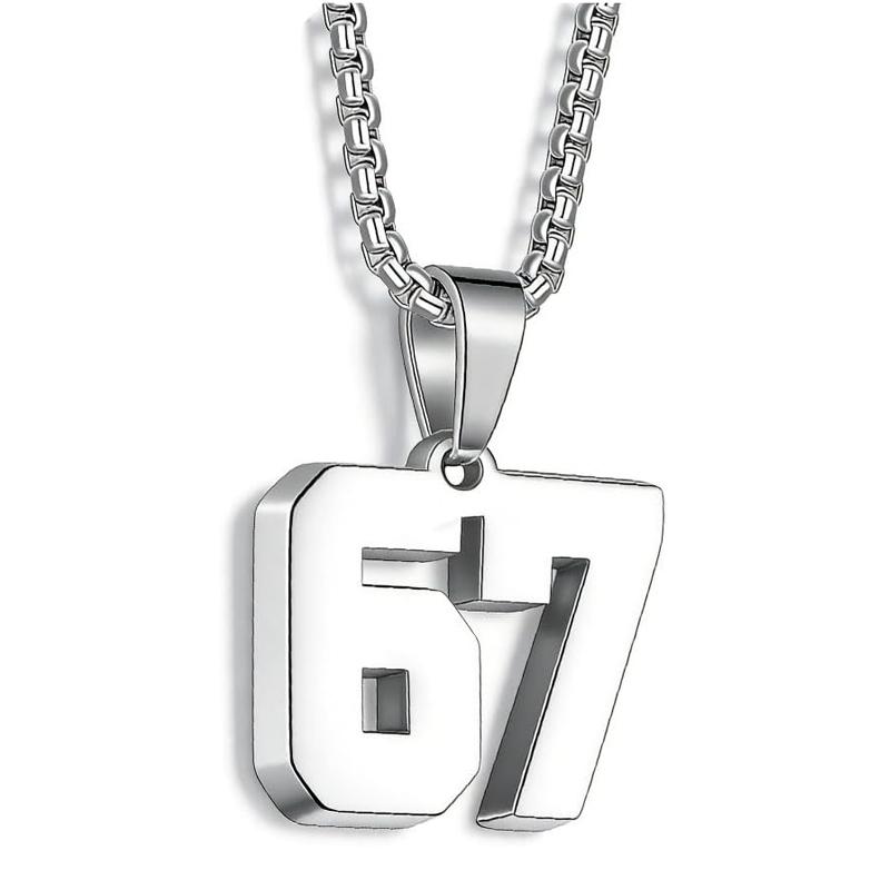 

Punk Retro Style Minimalist Versatile 67 Sports Jersey Digital Pendant Casual Fashion Necklace
