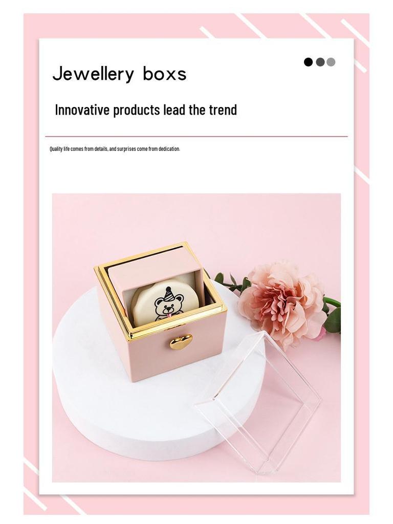 Little Bear Magic Rotating Necklace Gift Box with Flip Ring Surprise