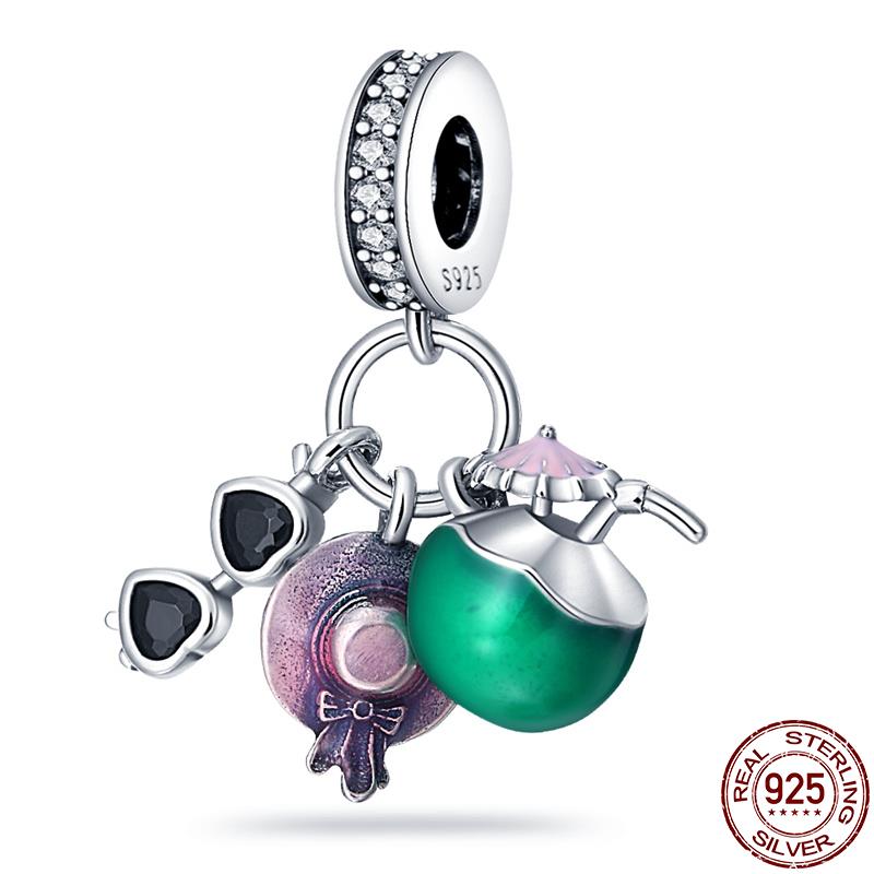 Charms 925 Fit 3MM Bracelets Earth Plane Bead Air Balloon Travel Camera Pendant DIY Jewelry Making