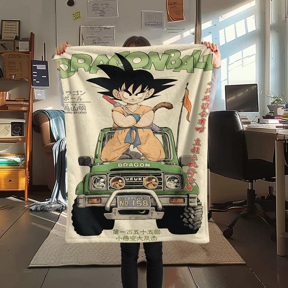 

Фланелевое одеяло с принтом персонажей Dragon Ball, Высококачественное, Удобное для всех сезонов, Декор для дома, Тепло и уют, Идеально для рождественских подарков 80cm x 120cm