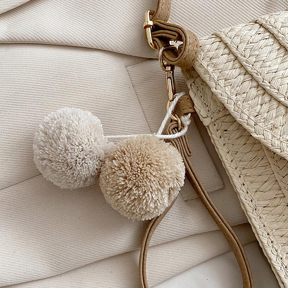 Summer Ladies Handbags Fashion Envelope Bag Casual Portable Handmade Simple Elegant with Hairball Exquisite for Seaside Beach