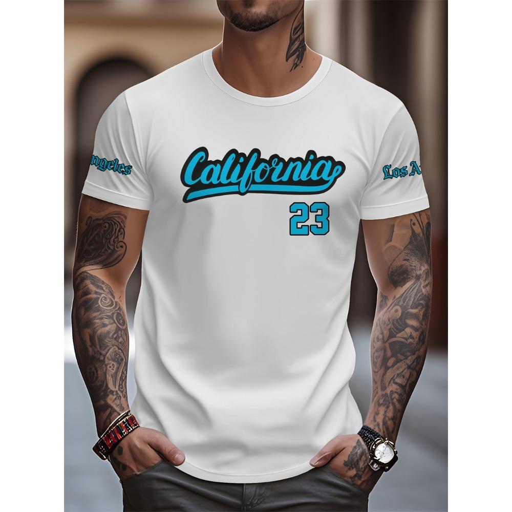 3d printed letters and numbers 23 Fashion trend printed short-sleeved crew neck top jumper XS